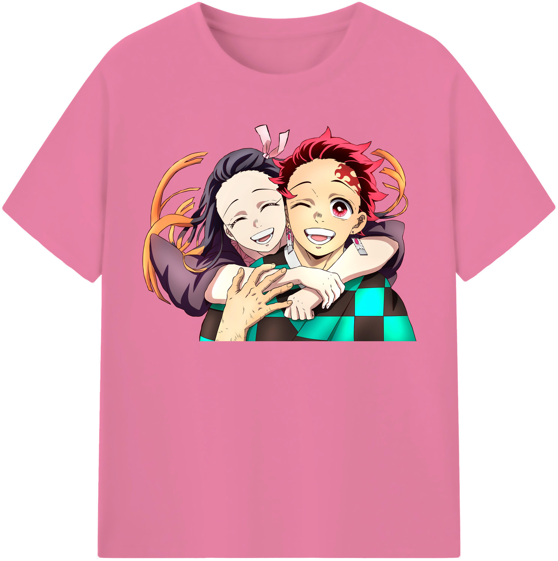 （画像用） 鬼滅の刃（きめつのやいば）竈門 禰󠄀豆子／かまど ねずこ Kamado Nezuko 綿100％半袖Tシャツ（フロントプリント）